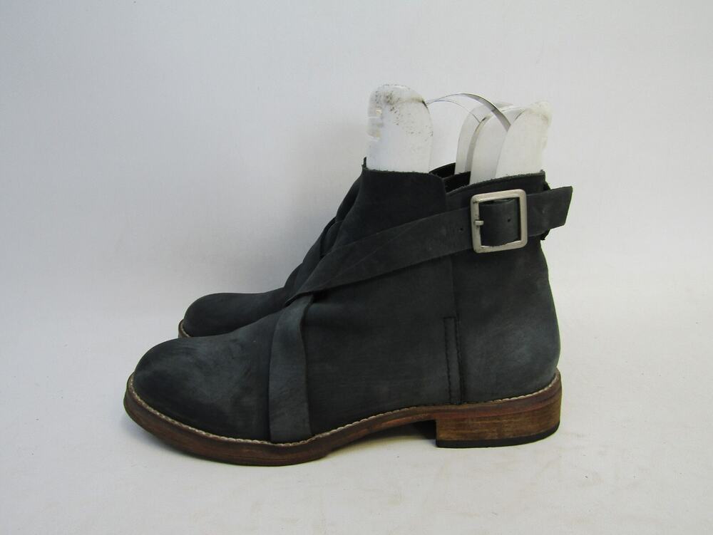 Free People Womens Size 38 EUR Black Leather Buckle Ankle Boots